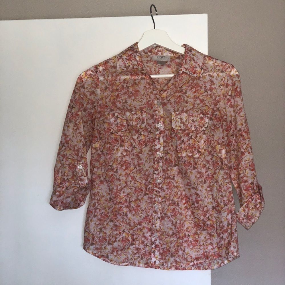 Ann Taylor Loft Floral Button Up Blouse